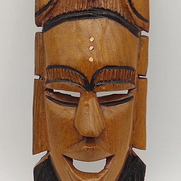 Wooden Indonesian Bearded Wall Mask - Picture 10 of 11